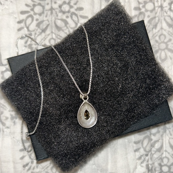 Elegant Teardrop Citrine/Yellow Topaz & Crystal Birthstone/ Pendant Necklace - Picture 6 of 9